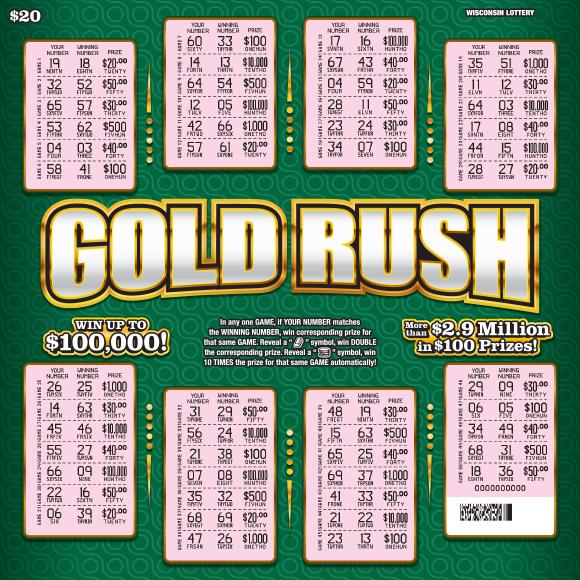 Wisconsin Scratch Game, Gold Rush ticket art, scratched.