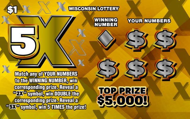 Wisconsin Scratch Game, 5X ticket art.