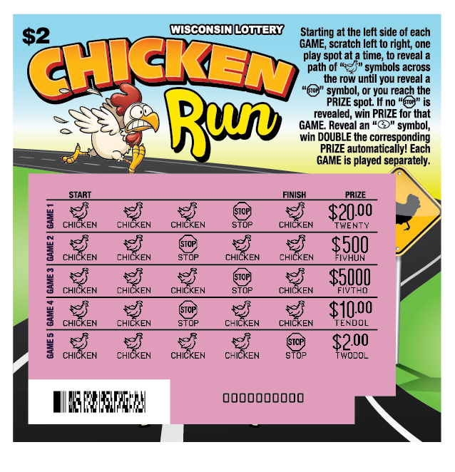 Wisconsin Scratch Game, Chicken Run, scratched.