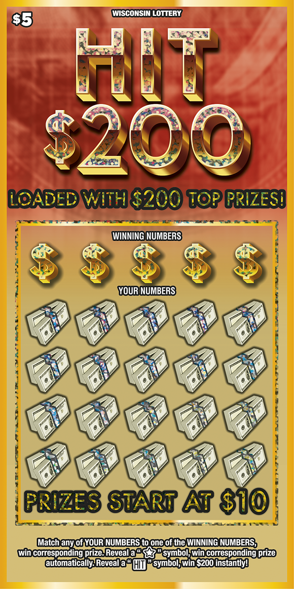 Wisconsin Scratch Game, Hit $200 ticket art.