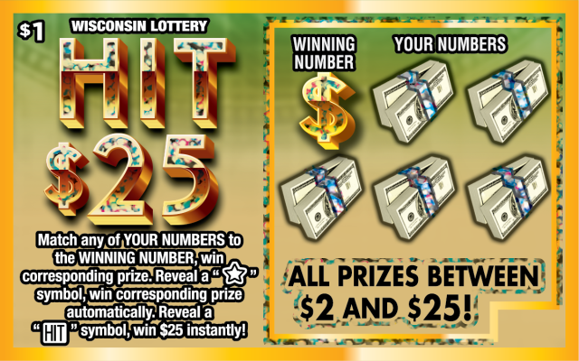 Wisconsin Scratch Game, Hit $25 ticket art.