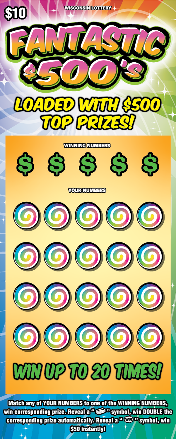 Wisconsin Scratch Game, Fantastic $500's.