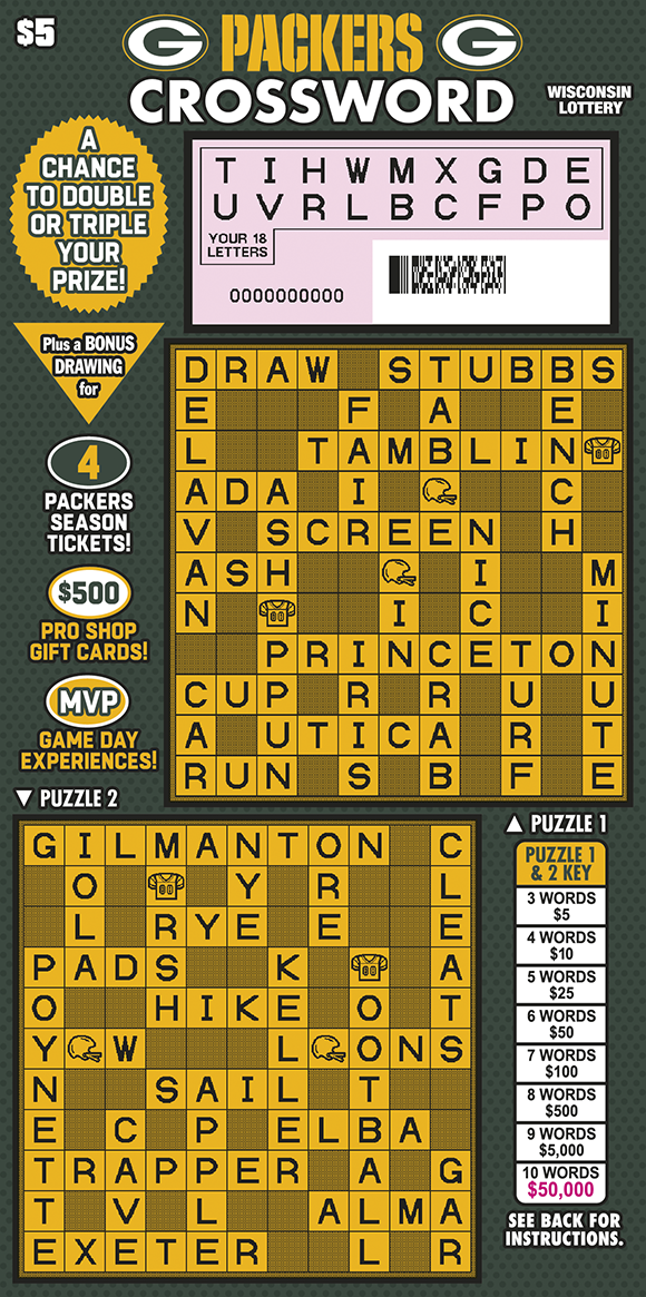 Packers Crossword WI Scratch Game - Scratched Wisconsin Scratch Game, Packers Crossword, scratched.