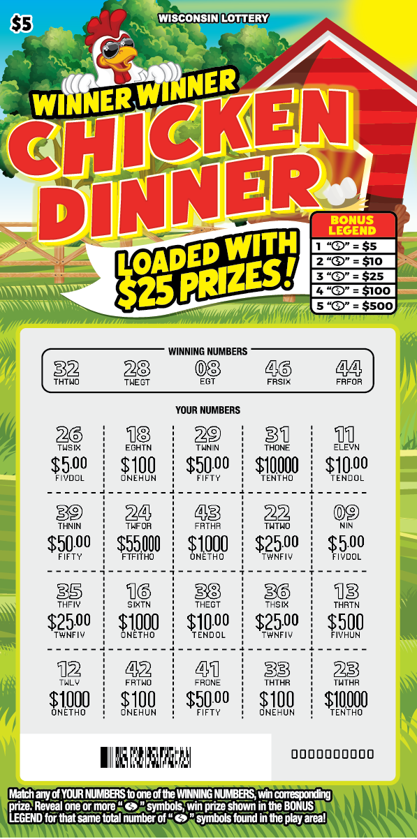 Winner Winner Chicken Dinner WI Scratch Game - Scratched Wisconsin Scratch Game, Winner Winner Chicken Dinner, scratched.