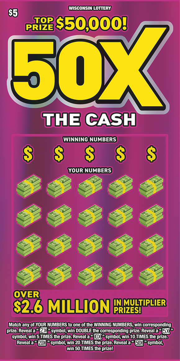 50X THE CASH scratch game from Wisconsin Lottery