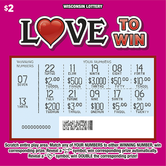 Wisconsin Scratch Game, Love to Win, scratched.