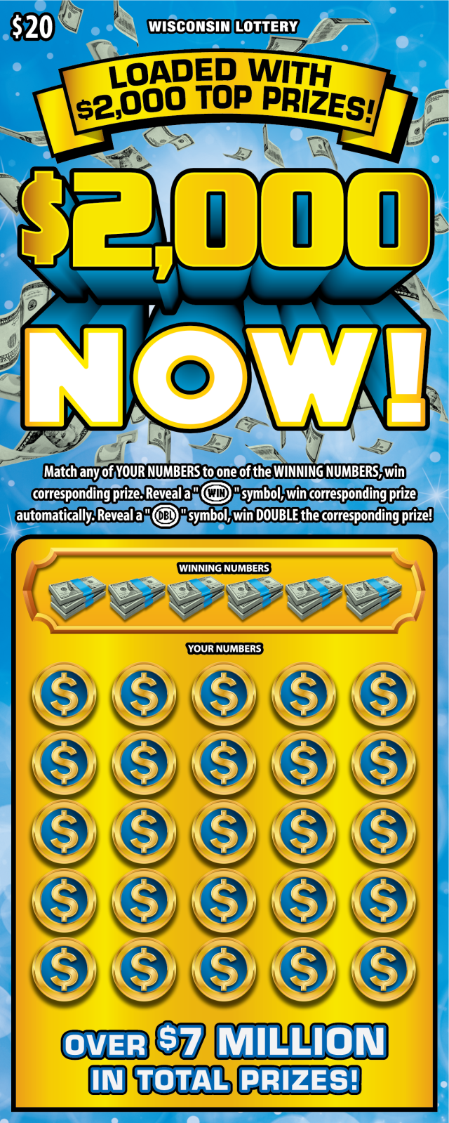 $2,000 NOW scratch game from Wisconsin Lottery