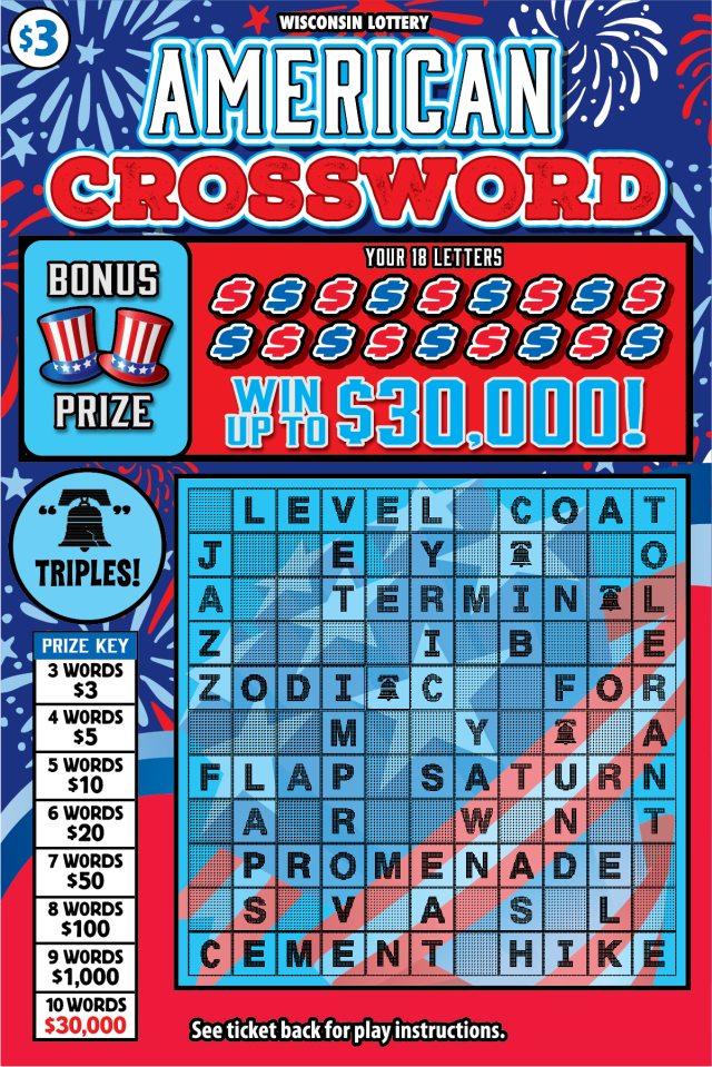 AMERICAN CROSSWORD scratch game from Wisconsin Lottery