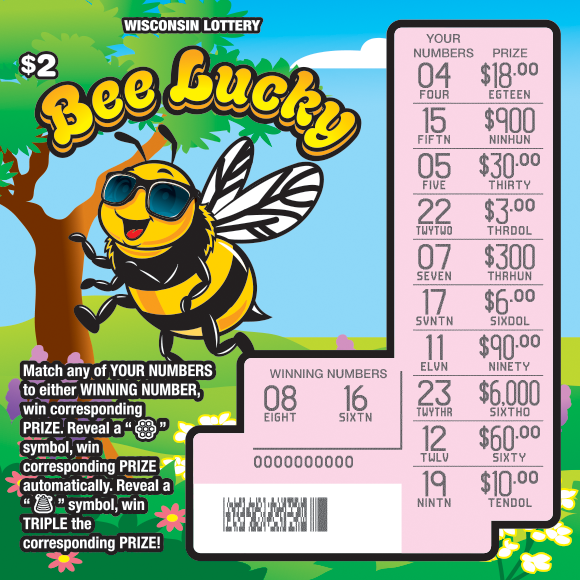 Wisconsin Scratch Game, Bee Lucky, scratched.