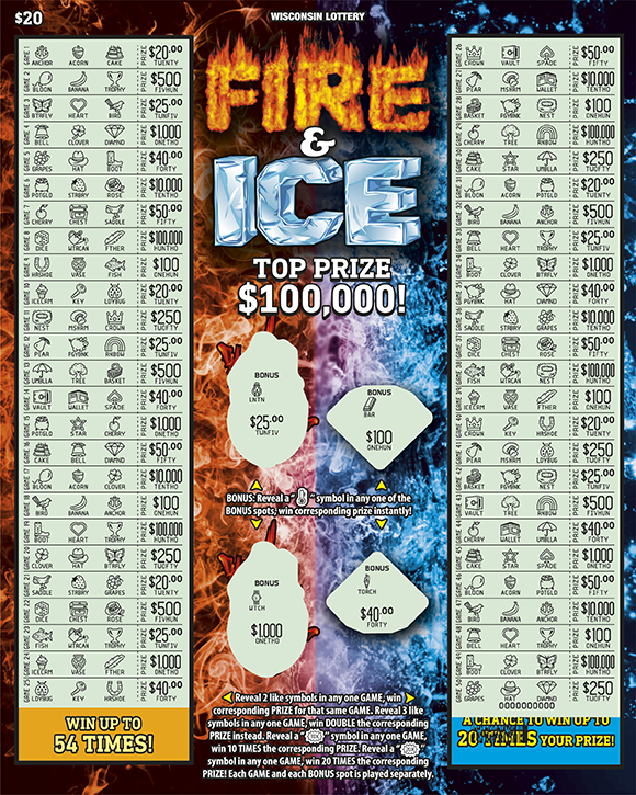 Wisconsin Scratch Game, Fire & Ice, scratched.