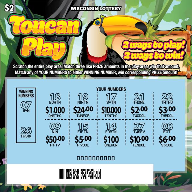 Wisconsin Scratch Game, Toucan Play, scratched.
