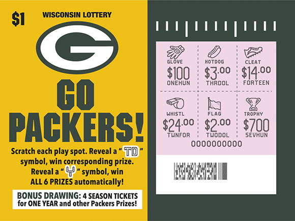 Wisconsin Scratch Game, Go Packers, scratched.