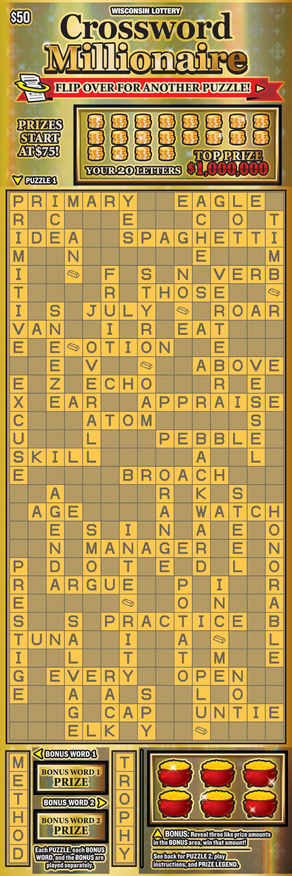 Wisconsin Scratch Game, Crossword Millionaire.