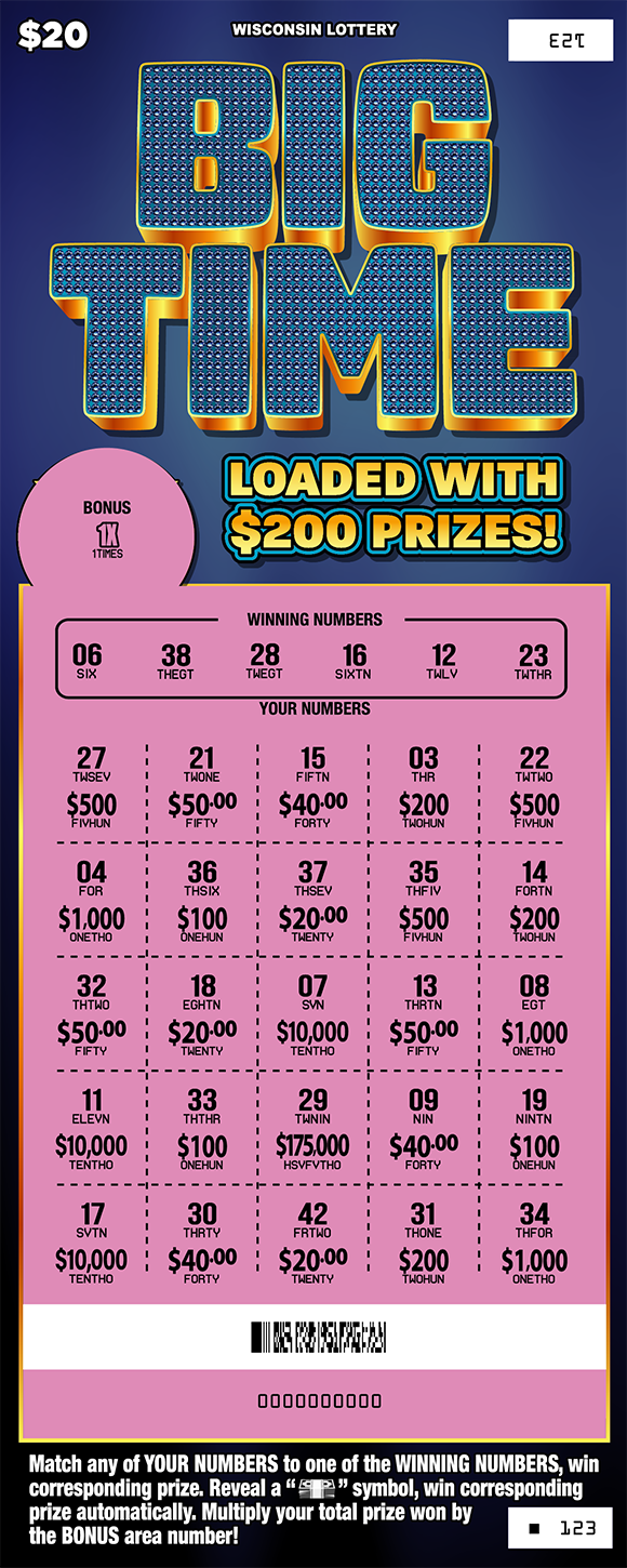 Wisconsin Scratch Game, Big Time, scratched.