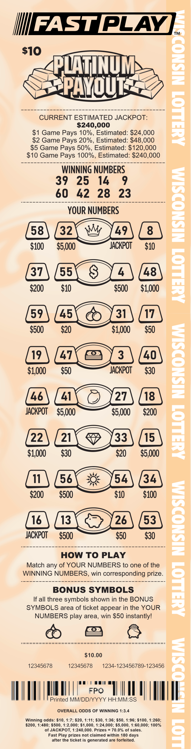 Fast Play Platinum Payout ticket image