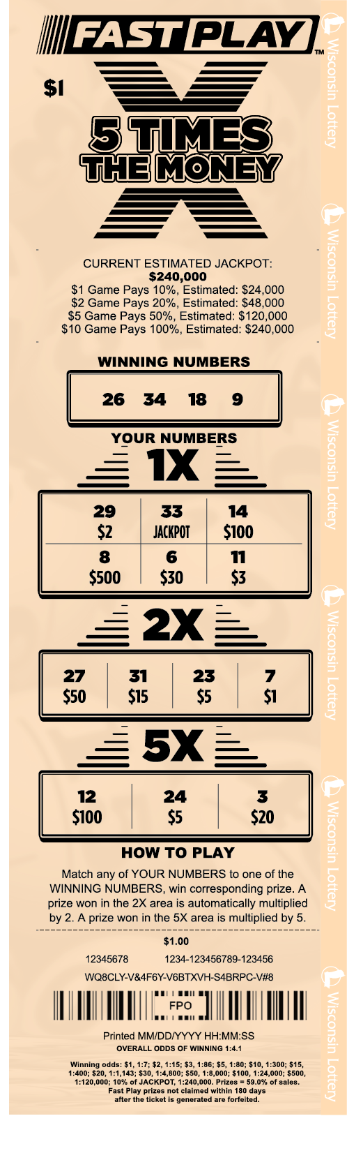 5 Times the Money Ticket