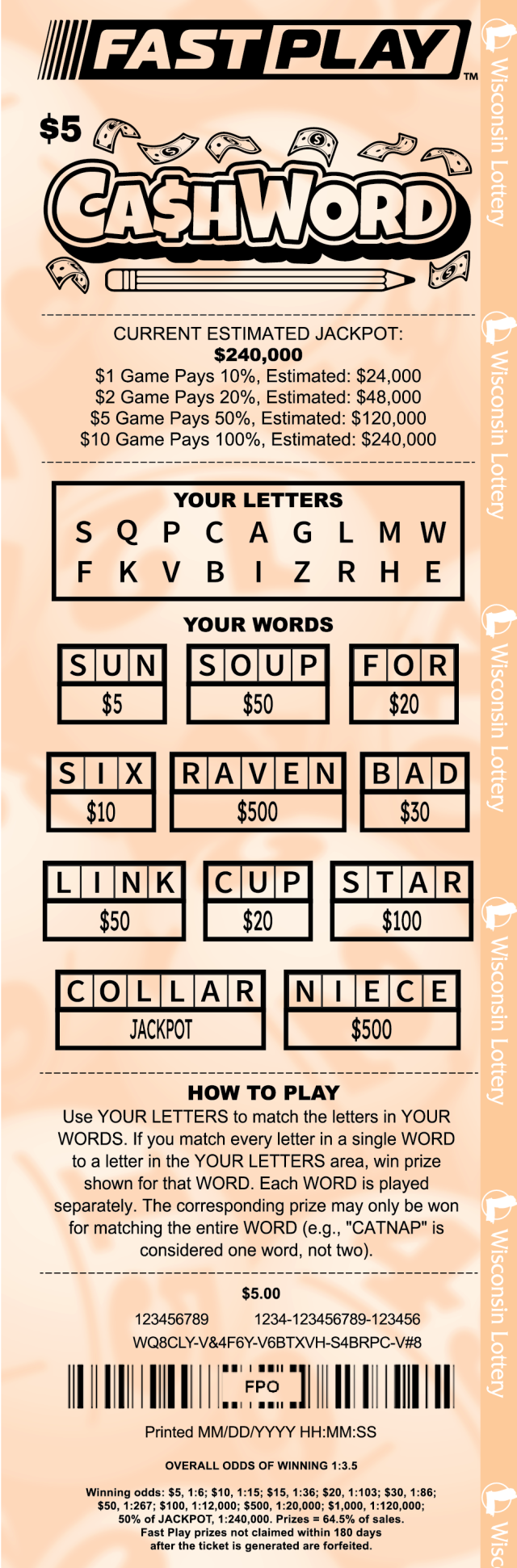 Fast Play Cashword